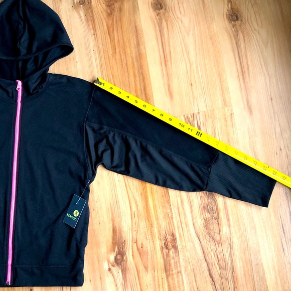 NEW XERSION Tricot Jogger Jacket Hooded 3/4 Sleeve Activewear Black XL Girl’s - Picture 8 of 13